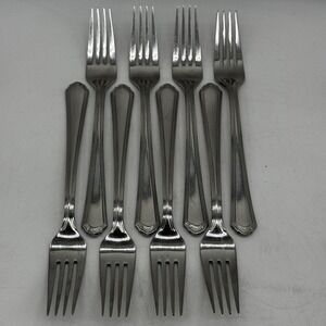 Lenox ARCHWAY Set Lot of 8 Dinner Forks Stainless Steel Flatware Scalloped